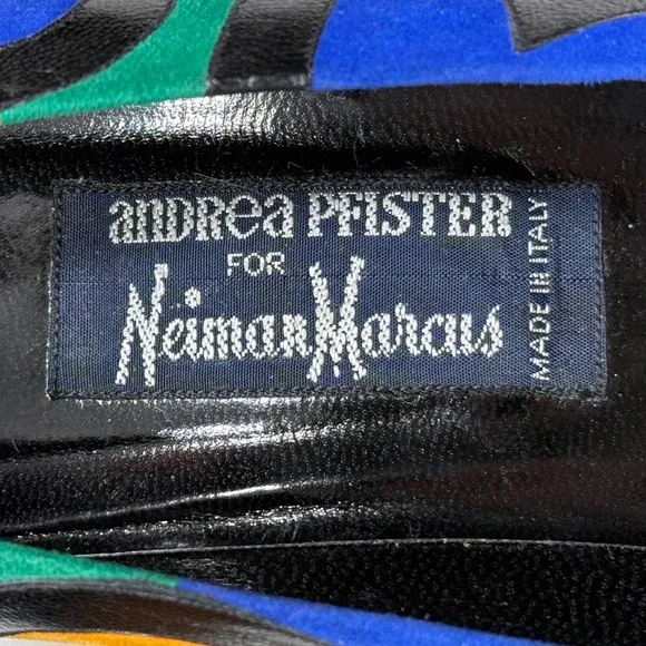 Andrea Pfister Neiman Marcus Vintage Pumps Multi Color Swirl Leather Heels 7.5 - Picture 6 of 7